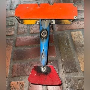 Vintage Red and Blue metal handmade plane